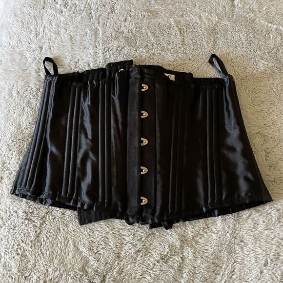 CAMELLIAS corcet black satin 26 steel bones - Picture 2 of 16